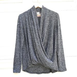 ☀️ Anthropologie Akemi + Kin Woodruff Long Sleev Waffle Knit Faux Wrap Swea…